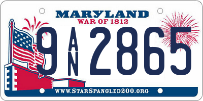 MD license plate 9AN2865