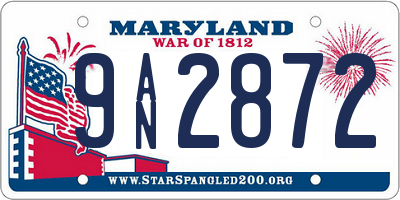 MD license plate 9AN2872