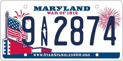 MD license plate 9AN2874