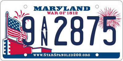 MD license plate 9AN2875