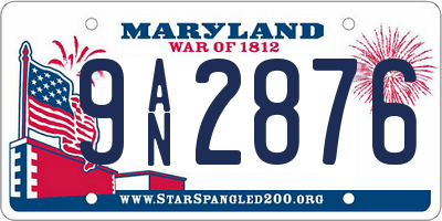 MD license plate 9AN2876