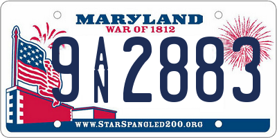 MD license plate 9AN2883