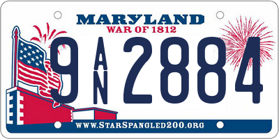 MD license plate 9AN2884