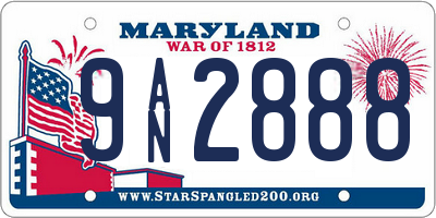 MD license plate 9AN2888