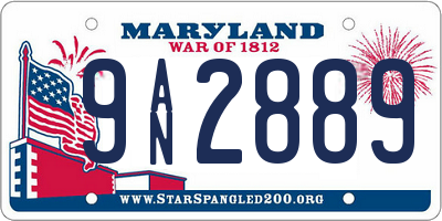 MD license plate 9AN2889