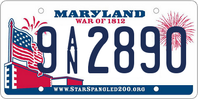 MD license plate 9AN2890