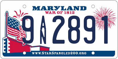 MD license plate 9AN2891