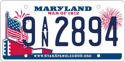 MD license plate 9AN2894