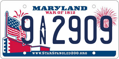 MD license plate 9AN2909
