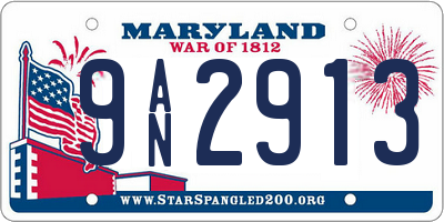MD license plate 9AN2913