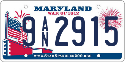 MD license plate 9AN2915