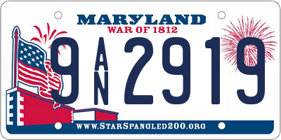 MD license plate 9AN2919