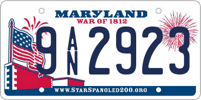 MD license plate 9AN2923
