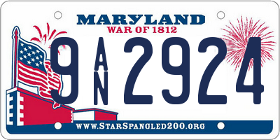 MD license plate 9AN2924