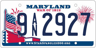 MD license plate 9AN2927