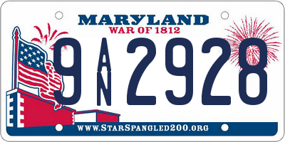 MD license plate 9AN2928