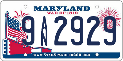 MD license plate 9AN2929
