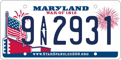 MD license plate 9AN2931