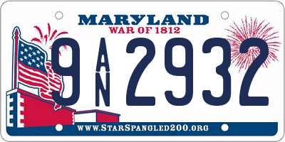 MD license plate 9AN2932