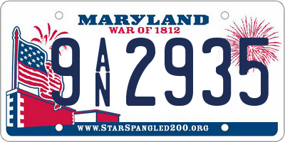 MD license plate 9AN2935