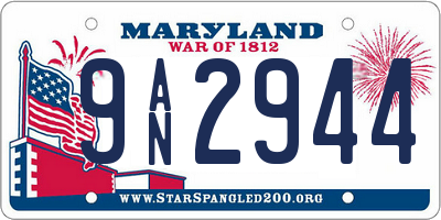 MD license plate 9AN2944