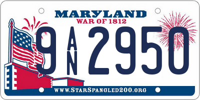 MD license plate 9AN2950