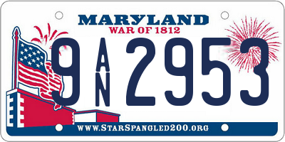 MD license plate 9AN2953