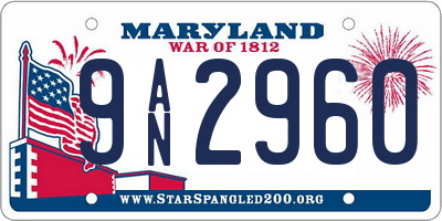 MD license plate 9AN2960