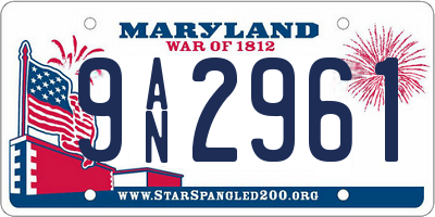 MD license plate 9AN2961