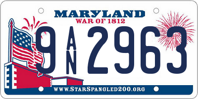 MD license plate 9AN2963