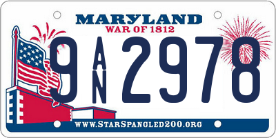 MD license plate 9AN2978