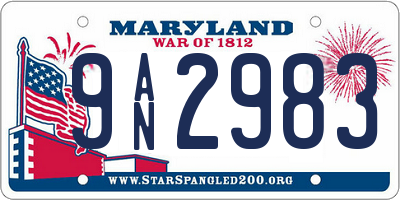 MD license plate 9AN2983