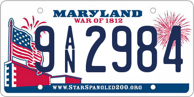 MD license plate 9AN2984