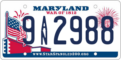 MD license plate 9AN2988