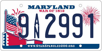 MD license plate 9AN2991