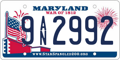 MD license plate 9AN2992