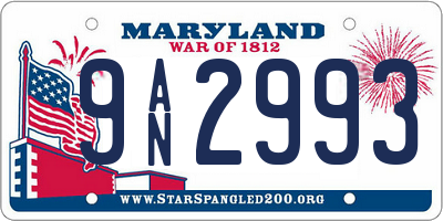 MD license plate 9AN2993