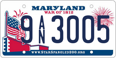 MD license plate 9AN3005