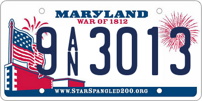 MD license plate 9AN3013