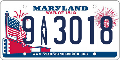 MD license plate 9AN3018
