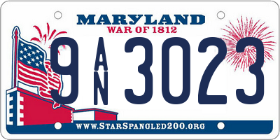 MD license plate 9AN3023