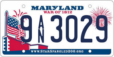 MD license plate 9AN3029