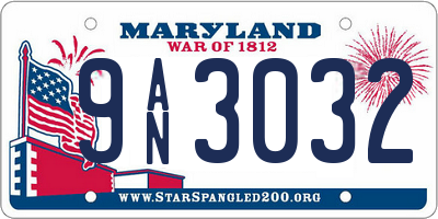 MD license plate 9AN3032