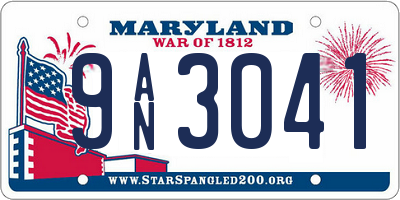 MD license plate 9AN3041