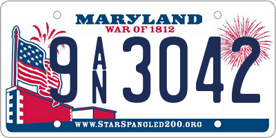 MD license plate 9AN3042