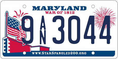 MD license plate 9AN3044
