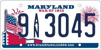 MD license plate 9AN3045
