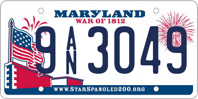 MD license plate 9AN3049