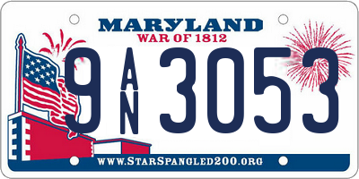 MD license plate 9AN3053