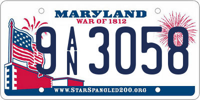 MD license plate 9AN3058